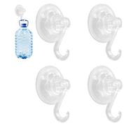 Saugnapf Haken Extra Stark - 4er Set Vakuum Saughaken Ø7,3 cm - Ohne Bohren, Wiederverwendbar - Hält bis 3 kg - Für Glas, Fliesen, Bad, Küche (Transparent)