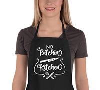 Saukore Shock Tablier de cuisine amusant pour femme avec 2 poches à outils - Bavoir de chef réglable pour la cuisine, la pâtisserie, les grillades - Noir - A