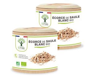 Saule bio - Bioptimal - Complément alimentaire - Écorce de saule blanc - Aspirine Naturelle - Acide Salicylique - Anti douleur & inflammatoire - Fabriqué en France - Certifié Ecocert - 2 x 60 gélules