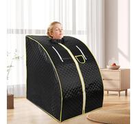 Sauna à vapeur domestique pour 1-2 personne,Télécommande, 9 réglages de température, Sauna pliable cabine,Pour Les Spas De Tente à Domicile Noir