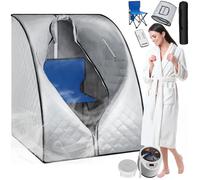 Sauna à vapeur mobile - TECTAKE - Cabine SPA mobile THERMALUXE II 1000 W avec fonction minuterie, sac inclus - Gris/Bleu
