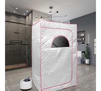 Sauna à Vapeur Portable Pliable Maison Isolante à Quatre Couches éPaissir Kit De Tente De Sauna Spa pour Une Personne Cabine De Pliage avec TéLéCommande Petite Chaise Pliante100*80 * 170cm-argent