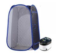 Sauna à vapeur Portable, Spa personnel complet for la maison, tente de sauna panoramique pliable avec générateur 4L et 1500W(Sauna Set Blue)