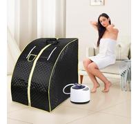 Sauna à Vapeur Sauna Pliable Cabine Portable Home Sauna Spa Tente Saunas avec le Contrôleur de Température à Distance Sauna Couverture de Sauna,98x80x70cm-noir