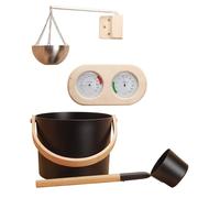 Sauna Accessory Kit - Complete Wooden Sauna Supplies Set With Bucket, Ladle & Thermometer, Practical Spa Experience | For Home Sâuna, Relaxation, Aromatherapy, Includes Back Scrubber
