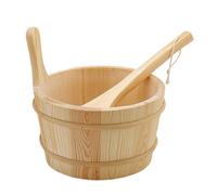 Sauna Bucket and Ladle Set, 4L Wooden Leakproof Sauna Accessories, Bath Tools for Steam Room, Shower, Garden, Hotel, Outdoor Backyard, Apartment, House, Home Spa, Bathing Needed