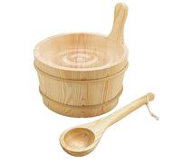 Sauna Bucket and Ladle Set, Sauna Wood Container Kit, 4L Capacity, Leakproof Wooden Bath Tools, Shower Supplies, Garden, Hotel, Outdoor, Backyard, House, Steam Bathing, Apartment