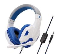 Sauna de jeu sans fil avec microphone, casque supra-auriculaire, caisson de basses, Bluetooth 5.3, conducteur de 40mm, 2.4G, sans fil, ensembles de sauna RVB avec câble-White blue