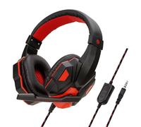 Sauna de jeu sans fil avec microphone, casque supra-auriculaire, caisson de basses, Bluetooth 5.3, conducteur de 40mm, 2.4G, sans fil, ensembles de sauna RVB avec câble-Black red