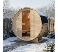 Sauna en tonneau Spitzbergen avec poêle à sauna 120 cm