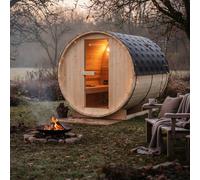 Sauna en tonneau Spitzbergen avec poêle à sauna 220 cm