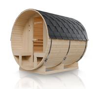 Sauna en tonneau Spitzbergen avec poêle à sauna 220 cm mit zwei Bänken