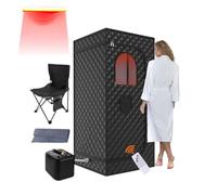 Sauna Exterieur avec Lumière LED Infrarouge équipé d'un Moteur à Vapeur De 1000 W Et 3Litres Contrôle De Température à 9 Niveaux pour Une Utilisation Intérieure/Extérieure,InfraredLEDLight