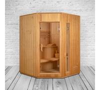 Sauna finlandais Alaska I pour 3 personnes - Bois de Hemlock de qualité supérieure - Poêle Harvia 4500 W - Kit d'accessoires - Porte vitrée, sablier, thermomètre, éclairage - Montage facile et