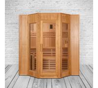 Sauna finlandais Alaska III - 5 personnes, 8000 W, poêle en bois de Hemlock de qualité supérieure, porte panoramique en verre, éclairage LED, bancs ergonomiques, économie d'énergie, montage