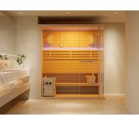 Sauna finlandais vitré à leds - 4/5 places - L180 x P120 x H200 cm - SELKI
