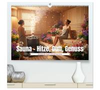 Sauna - Hitze, Duft, Genuss (hochwertiger Premium Wandkalender 2027 DIN A2 quer), Kunstdruck in Hochglanz: Der unsichtbare Luxus der Sauna - Aroma, ... den Atem verlangsamen und den Raum öffnen.