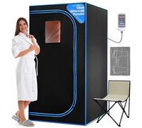 SereneLife Sauna infrarouge portable pliable – chaise pliante + coussin chauffant pieds