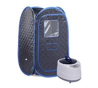 Sauna Portatif For La Maison, À Vapeur For Tout Le Corps, Pliable, Avec Cuiseur De 2l, 1000 Watts, Spa Domestique vitesse de chauffage rapide(Black Blue Set)