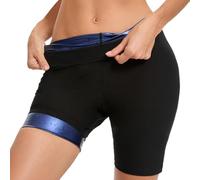 Sauna Sweat Shorts, Pantalon Sudation Amincissante, Pantalon de Sudation Femme, Taille Haute Ventre Plat Maigrir Sudation Sport Pantalon, Legging de Sudation pour Exercice Fitness Gym Yoga, L, Bleu