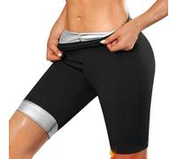 Sauna Sweat Shorts, Pantalon Sudation Amincissante, Pantalon de Sudation Femme, Taille Haute Ventre Plat Maigrir Sudation Sport Pantalon, Legging de Sudation pour Exercice Fitness Gym Yoga, L, Argent