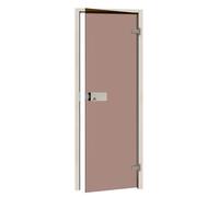 Saunainter Porte de sauna Classic 70 x 190, verre trempé de qualité supérieure de 8 mm, cadre en bois massif, facile à régler DIN gauche et droite (bronze spe)