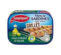 SAUPIQUET - Filet De Sardines Grillés Sans Aretes Trait D'Huile D'Olive 70G - Lot De 4 - Vendu Par Lot