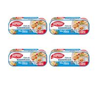 Saupiquet Filets de Maquereaux au Vin Blanc et Aromates, Sans Conservateurs ni Arômes Artificiels, Format Familial 235g, Lot de 4