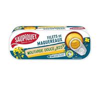 SAUPIQUET Filets De Maquereaux Moutarde Douce Bio 120g - Saveur bio et délicate pour une délicieuse conserve de poisson - Lot De 4