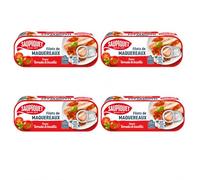 Saupiquet Filets de Maquereaux, Sauce Tomate et Basilic, Sans Conservateurs ni Arômes Artificiels, 169 g, Lot de 4