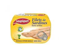 Saupiquet Filets de Sardines Citron Basilic Sans Huile 100g (lot de 5)