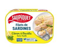 Saupiquet Filets de Sardines sans arêtes Marinade citron basilic sans huile 100 g