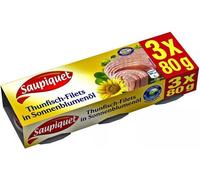 Saupiquet Filets de thon à l'huile de tournesol boîte 80g 3pcs