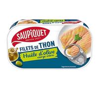 SAUPIQUET - Filets de Thon à l'Huile d'Olive Vierge Extra, Marinés à la Méditerranéenne, 115g - Lot De 4