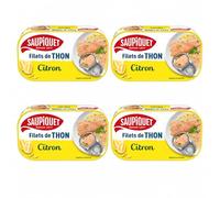 Saupiquet Filets de Thon au Citron, 115g par Boîte, Lot de 4, Découpés et Préparés à la Main