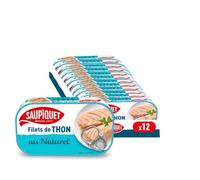 SAUPIQUET - Filets de Thon au Naturel - Découpés à la Main - 12 Conserves