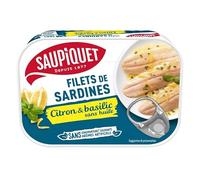SAUPIQUET - Filets Sardines Marinade Citron Basilic Sans Huile 100G - Trois Articles