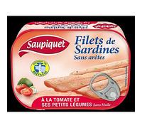 SAUPIQUET - Filets Sardines Sauce Tomate Et Légumes 100G - Lot De 4 - Offre Special