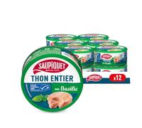 SAUPIQUET - Thon Entier MSC au Basilic - 12 Conserves (120g)