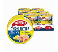 SAUPIQUET - Thon Entier MSC au Citron & Thym - 12 Conserves (120g)