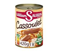SAURIN - Plat individuel Cassoulet Mitonné WILLIAM | Savoureux et onctueux | À déguster chaud | la boite de 420g | LOT DE 4
