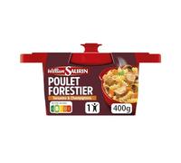 SAURIN - Plat Individuel Poulet Forestier WILLIAM | Savoureux mélange de saveurs | Prêt à déguster | l'assiette de 400g | LOT DE 4