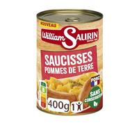 SAURIN - Saucisses et Pomme de Terres et Jus aux oignons WILLIAM | Savoureux et onctueux | Prêt à déguster | la boite de 400g | LOT DE 4