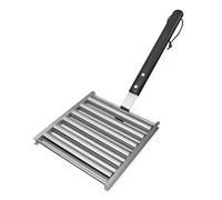 Sausage Barbecue Rack - Stainless Hhotdog Holder, Wooden Grip Cooking Frame, Five Slot Grilling Tool | Outdoor Picnic Setup, Backyard Barbecue Preparation, Even Heat Turning, Campfire Meal Cooking