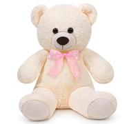 Sausudols Ours en Peluche Teddy 40 cm, Doux et décoratif avec Noeud Papillon, pour Les Enfants Blanc