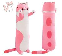 Sausudols Peluche Coussin Long Chat 50 cm - Peluche Chat Coussin Doux - Jouet en Peluche Cadeau pour Anniversaire, Noël et Saint-Valentin - Rose