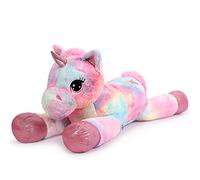 Sausudols Peluche Licorne Géante 80cm Peluche Douce pour Filles Coussinet Moelleux pour Anniversaire Noël et Saint-Valentin Rose Tie-Dye