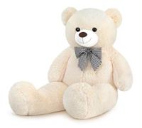 Sausudols XXL Ourson Ours en Peluche 120 cm de Hauteur - Ours en Peluche géant Teddy Cadeau pour Anniversaire, Noël et Saint-Valentin Blanc