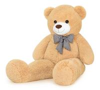 Sausudols XXL Ourson Ours en Peluche 120 cm de Hauteur - Ours en Peluche géant Teddy Cadeau pour Anniversaire, Noël et Saint-Valentin Brun Clair