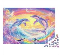 Saut de Dauphin Casse-tête 1000 Pièces avec Emboîtement Parfait, Grand Puzzle Puzzle De Détente pour La Décoration Murale DIY, Secret Santa Original 52x38cm/1000pcs
